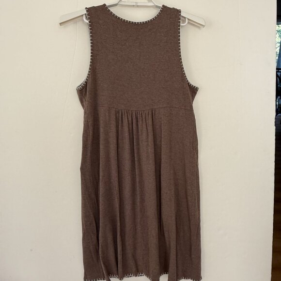 Grace Elements Sleeveless Embroidered Tunic Dress Brown White - Picture 4 of 4